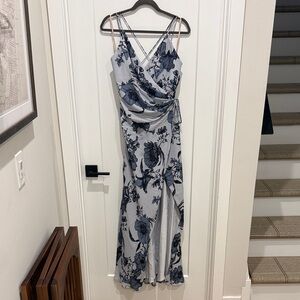 Blue Floral Wrap Dress